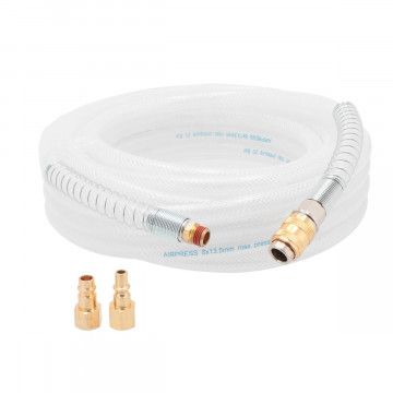 Air hose 20 bar 10 m 1/4" 13.5 x 8 mm PVC braided nylon with a set of couplings